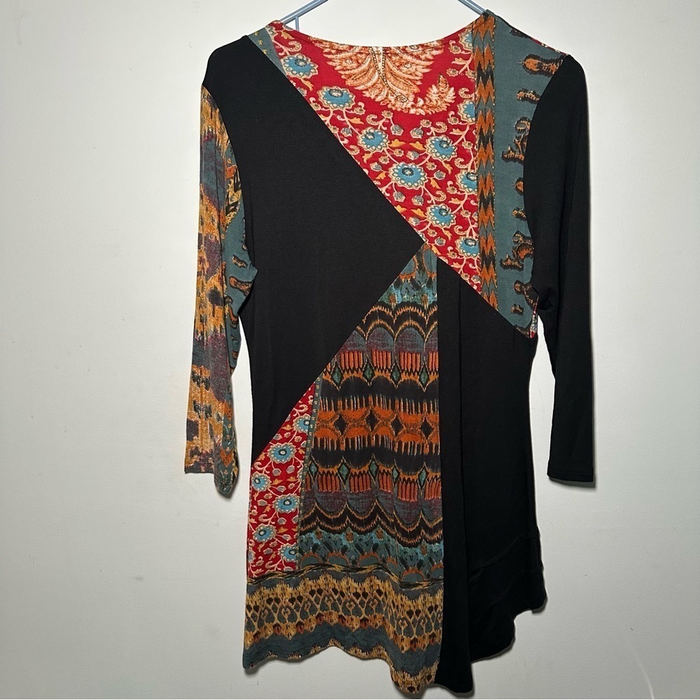 Parsley & Sage Asymmetrical Artsy Lagenlook Patchwork Textured Longline Tunic S - Picture 12 of 15